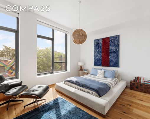 Bedroom, Interior, Pendant Lights, Wood Texture Flooring