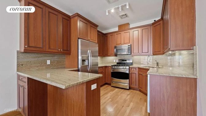 Interior, Kitchen, Stainless Steel Appliances, Wood Texture Flooring
