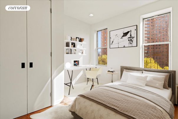 Bedroom, Home Office, Interior, Recessed Lighting, Wood Texture Flooring