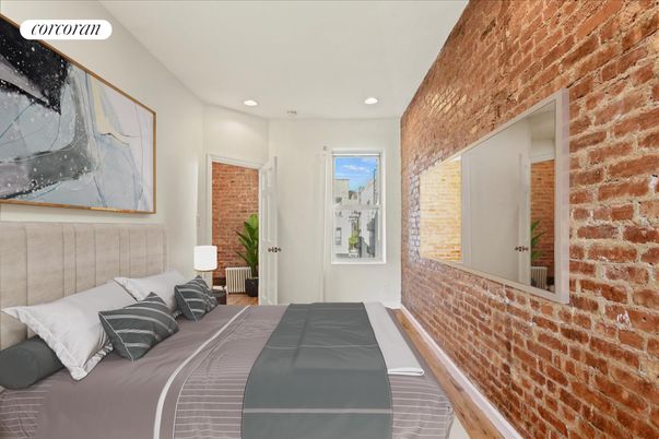 Bedroom, Interior, Recessed Lighting, Stone Walls