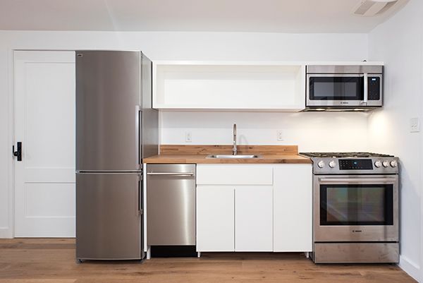 Interior, Kitchen, Stainless Steel Appliances, Wood Texture Flooring
