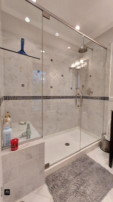 Bathroom, Glass Shower, Interior, Recessed Lighting