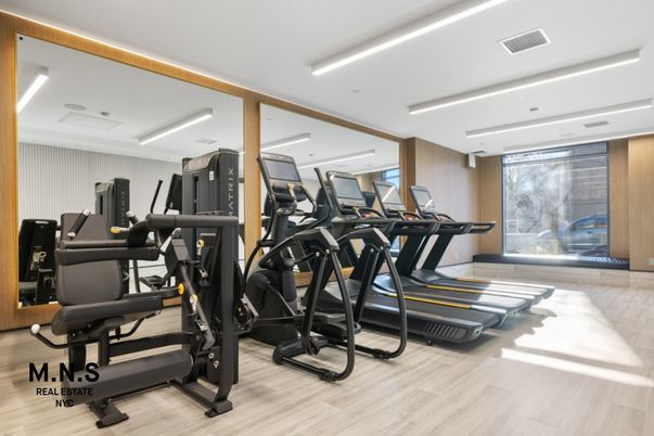 Fitness Equipment, Gym, Interior, Recessed Lighting, Wood Texture Flooring