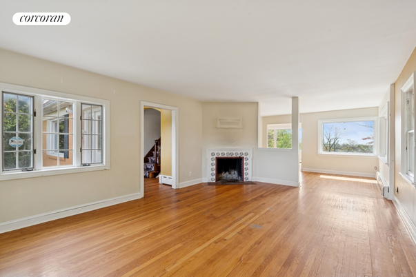 Empty room, Fireplace, Interior, Wood Texture Flooring
