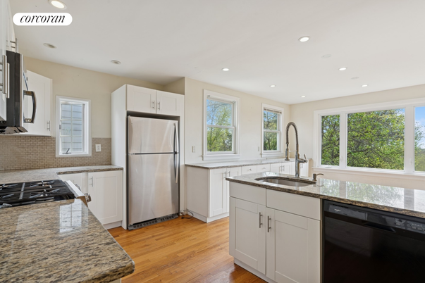 Interior, Kitchen, Recessed Lighting, Wood Texture Flooring