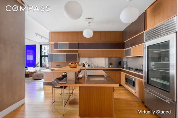 Interior, Kitchen, Stainless Steel Appliances, Wood Texture Flooring