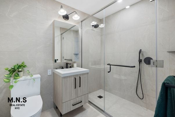 Bathroom, Glass Shower, Interior, Recessed Lighting