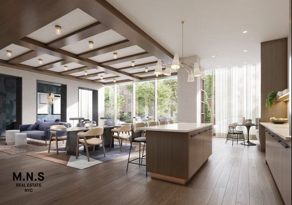 Dining room, Interior, Living room, Pendant Lights, Recessed Lighting, Wooden Beams, Wood Texture Flooring