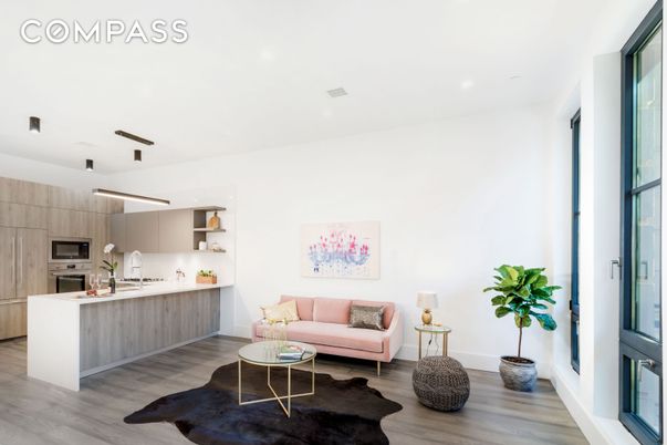 Interior, Kitchen, Living room, Recessed Lighting, Stainless Steel Appliances, Wood Texture Flooring