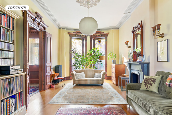 Fireplace, Interior, Pendant Lights, Wood Texture Flooring