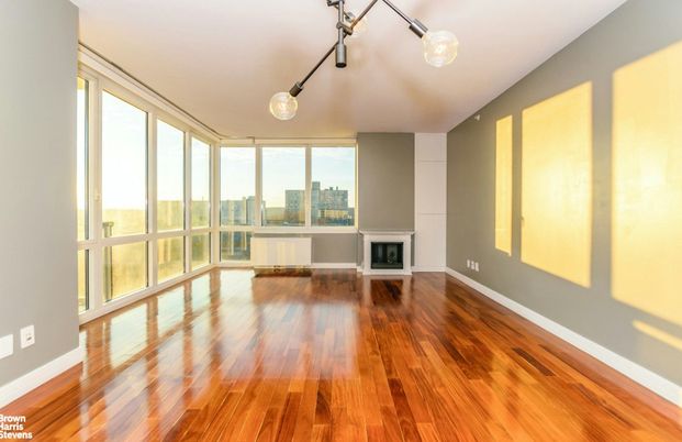 Empty room, Fireplace, Interior, Pendant Lights, Wood Texture Flooring