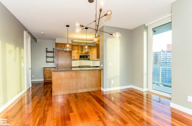 Interior, Kitchen, Pendant Lights, Stainless Steel Appliances, Wood Texture Flooring