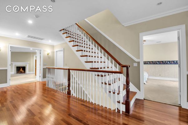 Fireplace, Interior, Recessed Lighting, Wood Texture Flooring