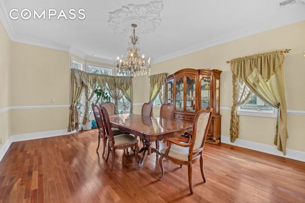 Chandelier, Dining room, Interior, Wood Texture Flooring