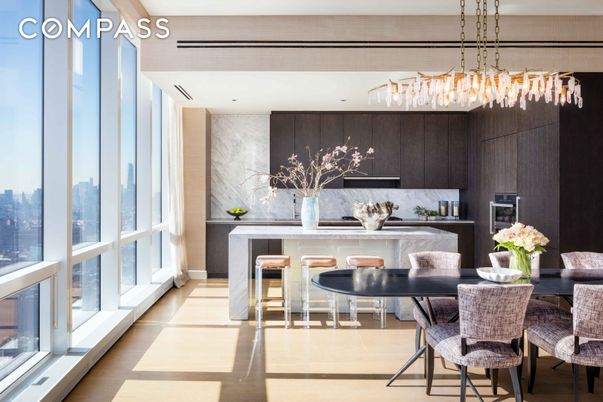 Dining room, Interior, Kitchen, Pendant Lights, Wood Texture Flooring