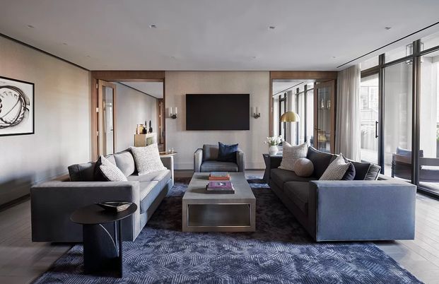 Interior, Living room, Recessed Lighting, Wood Texture Flooring
