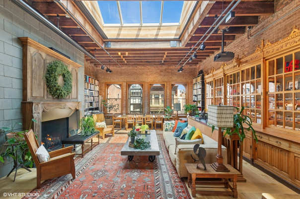Fireplace, Interior, Living room, Stone Walls, Sun Room, Wood Texture Flooring