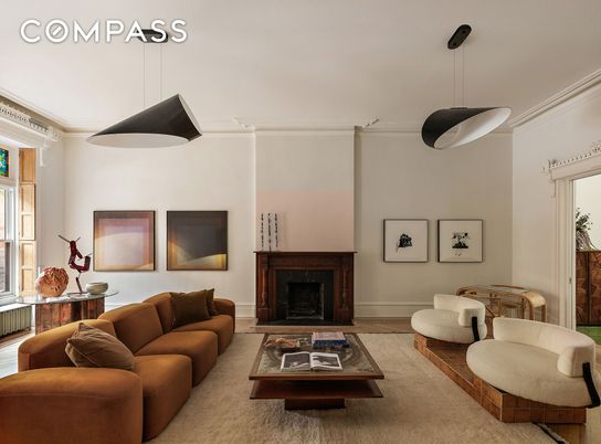 Fireplace, Interior, Living room, Pendant Lights