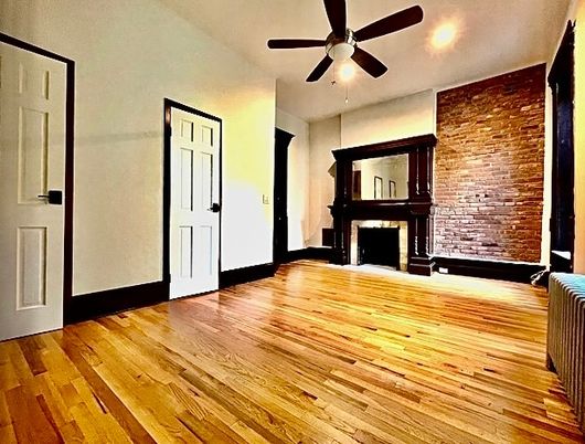Empty room, Interior, Stone Walls, Wood Texture Flooring