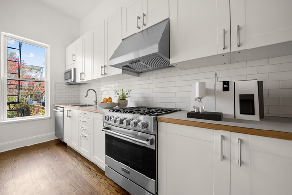 Interior, Kitchen, Stainless Steel Appliances, Wood Texture Flooring