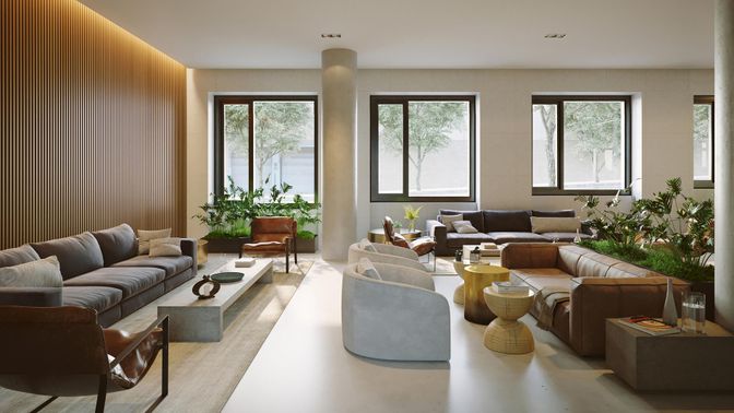 Interior, Living room, Recessed Lighting