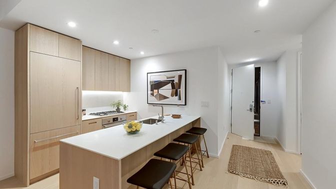 Interior, Kitchen, Recessed Lighting, Wood Texture Flooring
