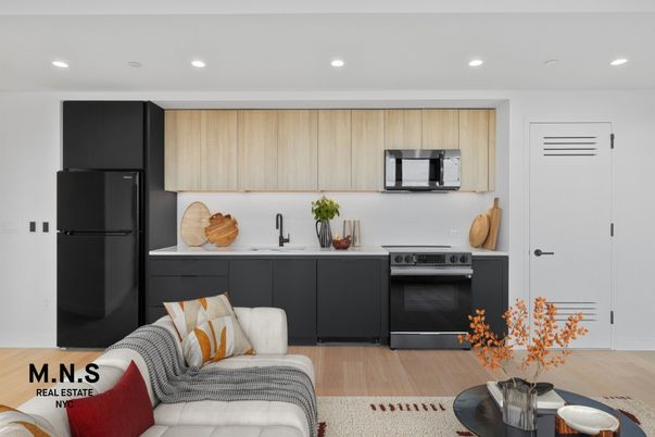 Interior, Kitchen, Living room, Recessed Lighting, Stainless Steel Appliances, Wood Texture Flooring