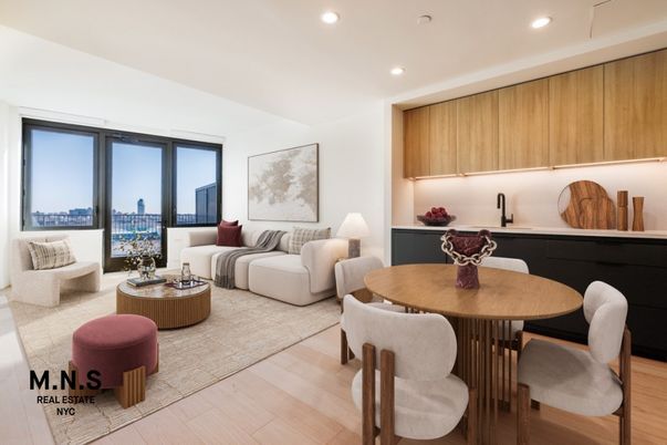 Dining room, Interior, Living room, Recessed Lighting, Wood Texture Flooring