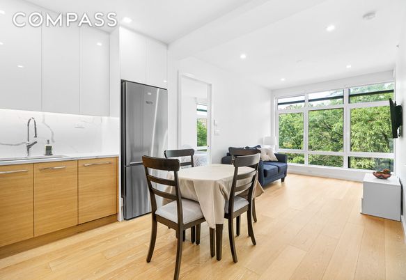 Dining room, Interior, Kitchen, Recessed Lighting, Wood Texture Flooring
