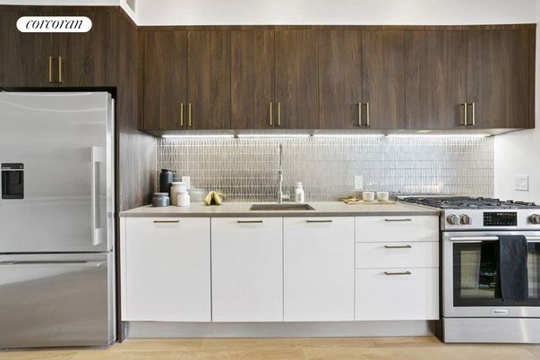 Interior, Kitchen, Stainless Steel Appliances, Wood Texture Flooring
