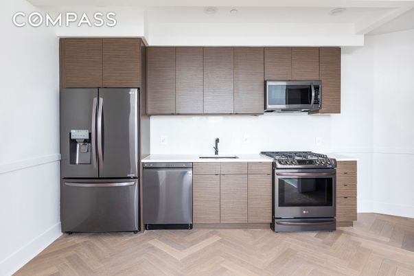 Interior, Kitchen, Stainless Steel Appliances, Wood Texture Flooring