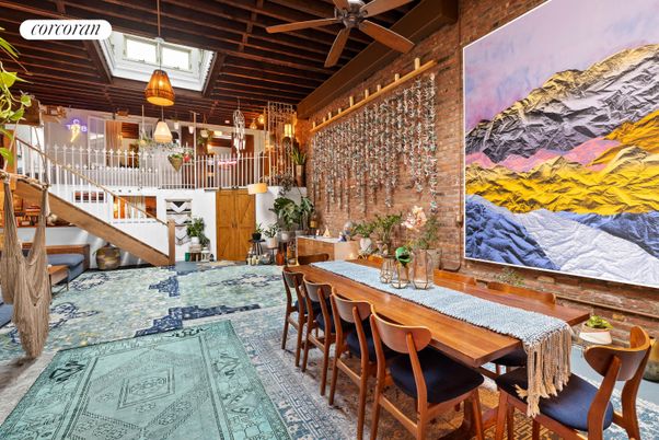 Dining room, Interior, Pendant Lights, Wooden Beams