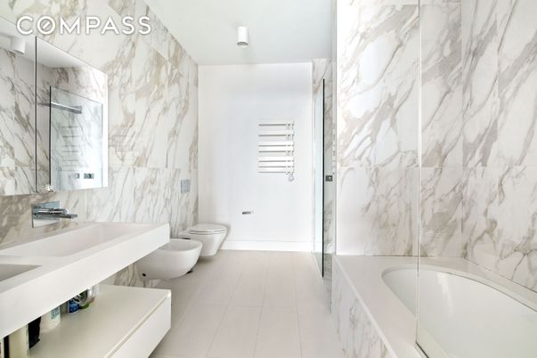 Bathroom, Glass Shower, Interior, Marble Walls