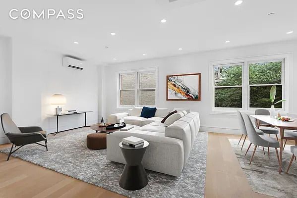 Dining room, Interior, Living room, Recessed Lighting, Wood Texture Flooring