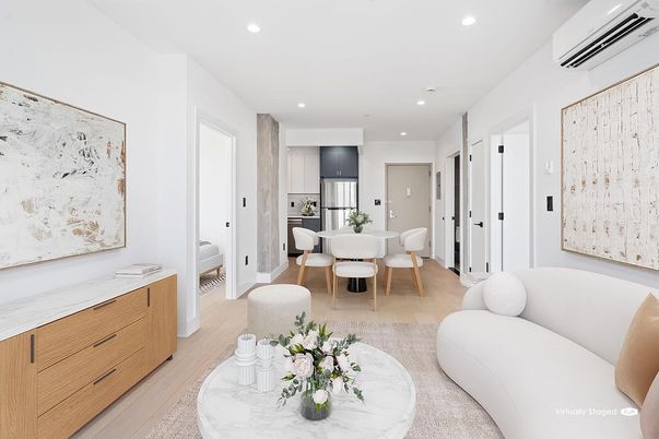 Dining room, Interior, Kitchen, Living room, Recessed Lighting, Stainless Steel Appliances, Wood Texture Flooring