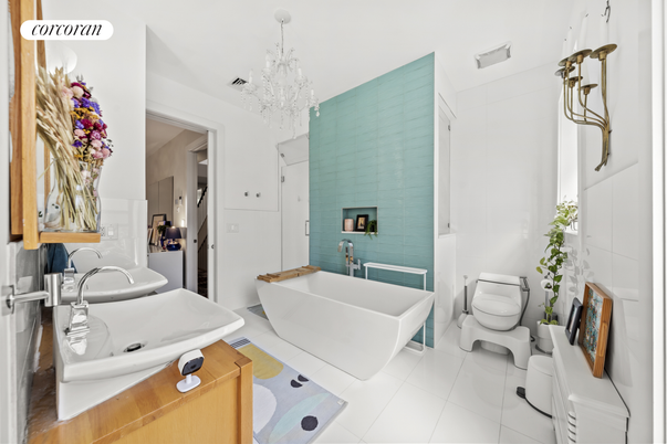 Bathroom, Chandelier, Free Standing Baths, Interior