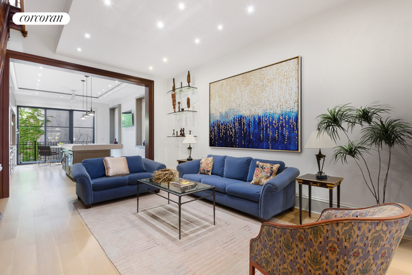 Dining room, Interior, Living room, Pendant Lights, Recessed Lighting, Wood Texture Flooring