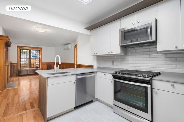 Interior, Kitchen, Stainless Steel Appliances, Wood Texture Flooring