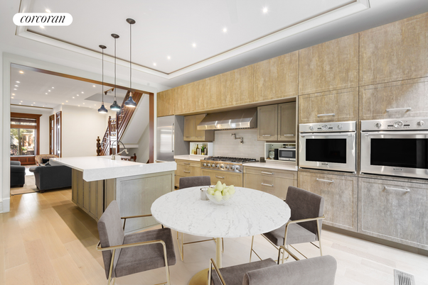 Dining room, Interior, Kitchen, Living room, Pendant Lights, Recessed Lighting, Stainless Steel Appliances, Wood Texture Flooring