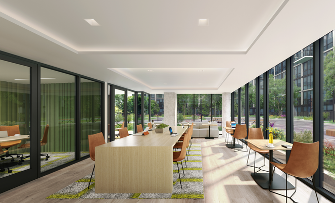 Dining room, Interior, Living room, Recessed Lighting, Wood Texture Flooring