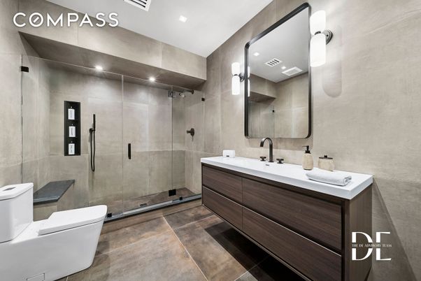 Bathroom, Dual Sink Vanities, Glass Shower, Interior, Recessed Lighting