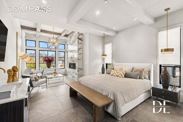 Bedroom, Fireplace, Interior, Pendant Lights, Recessed Lighting