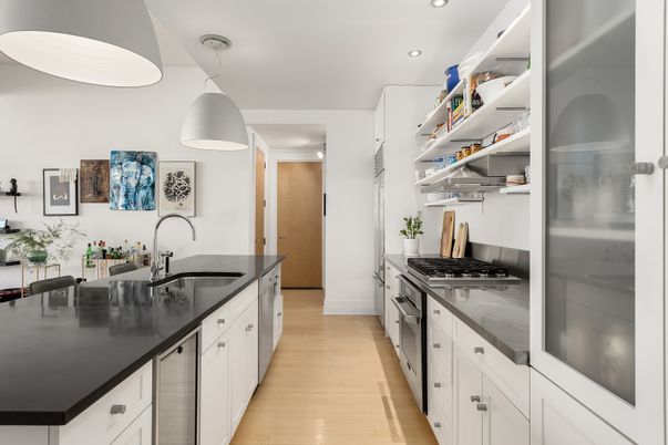 Interior, Kitchen, Pendant Lights, Recessed Lighting, Wood Texture Flooring