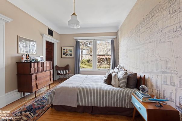 Bedroom, Interior, Pendant Lights, Wood Texture Flooring