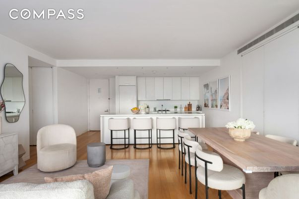 Dining room, Interior, Kitchen, Recessed Lighting, Wood Texture Flooring