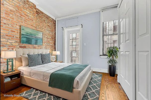 Bedroom, Interior, Stone Walls, Wood Texture Flooring