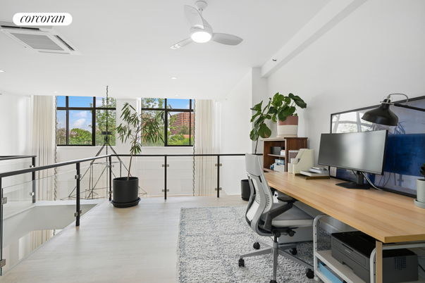 Home Office, Interior, Recessed Lighting, Wood Texture Flooring