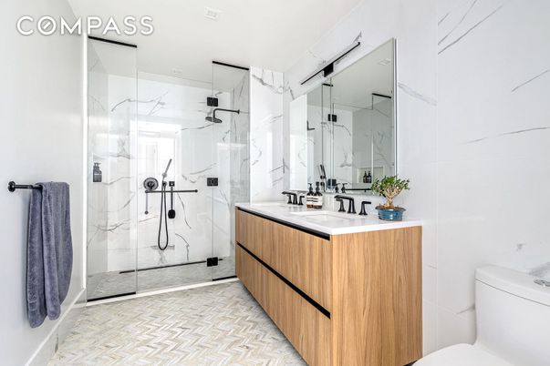 Bathroom, Glass Shower, Interior, Marble Walls