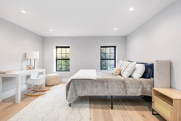 Bedroom, Home Office, Interior, Recessed Lighting, Wood Texture Flooring