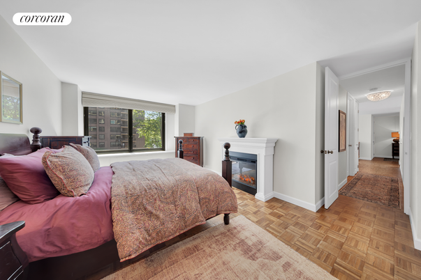Bedroom, Fireplace, Interior, Wood Texture Flooring